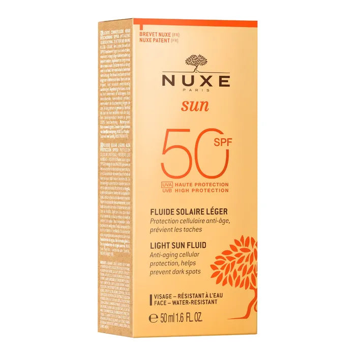 Nuxe SUN - Fluide Solaire Léger SPF50 - Visage - Peaux Normales à Mixtes, 50ml