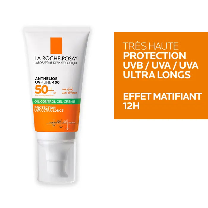 La Roche-Posay ANTHELIOS UVMUNE400 - SPF50+ Crème Solaire Visage en Gel-Crème Anti-Brillance Avec Parfum, 50ml