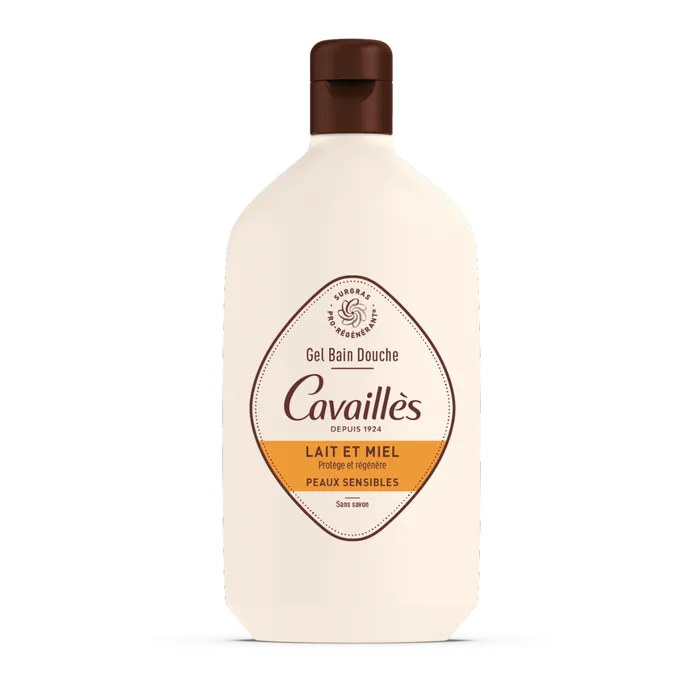 Cavaillès QUOTIDIEN - Gel Bain Douche Surgras Actif Lait et Miel - Peaux Sensibles, 400ml