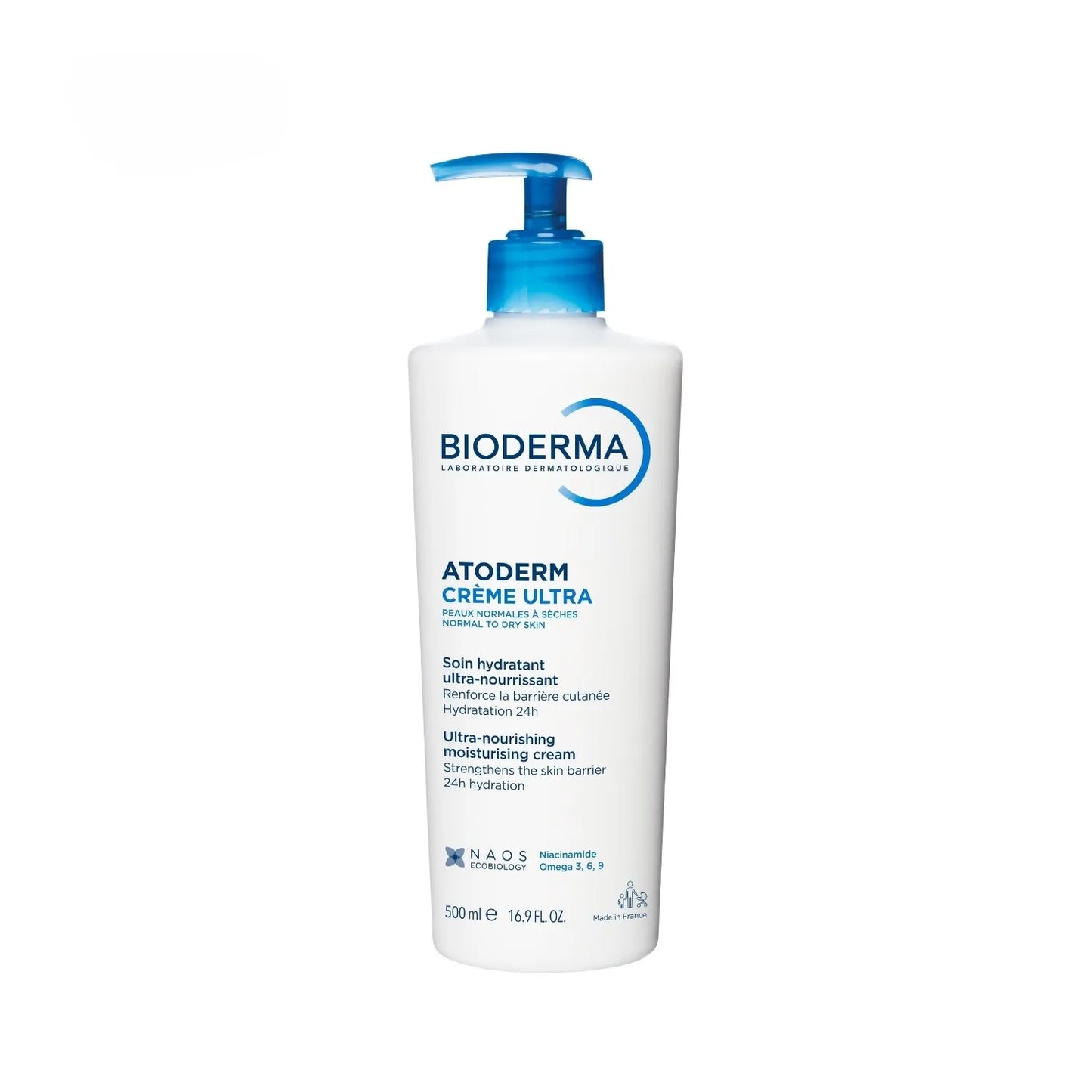 Bioderma ATODERM - Crème Ultra-Nourrissante et Hydratante - Visage et Corps - Peaux Sensibles Normales à Sèches, 500ml