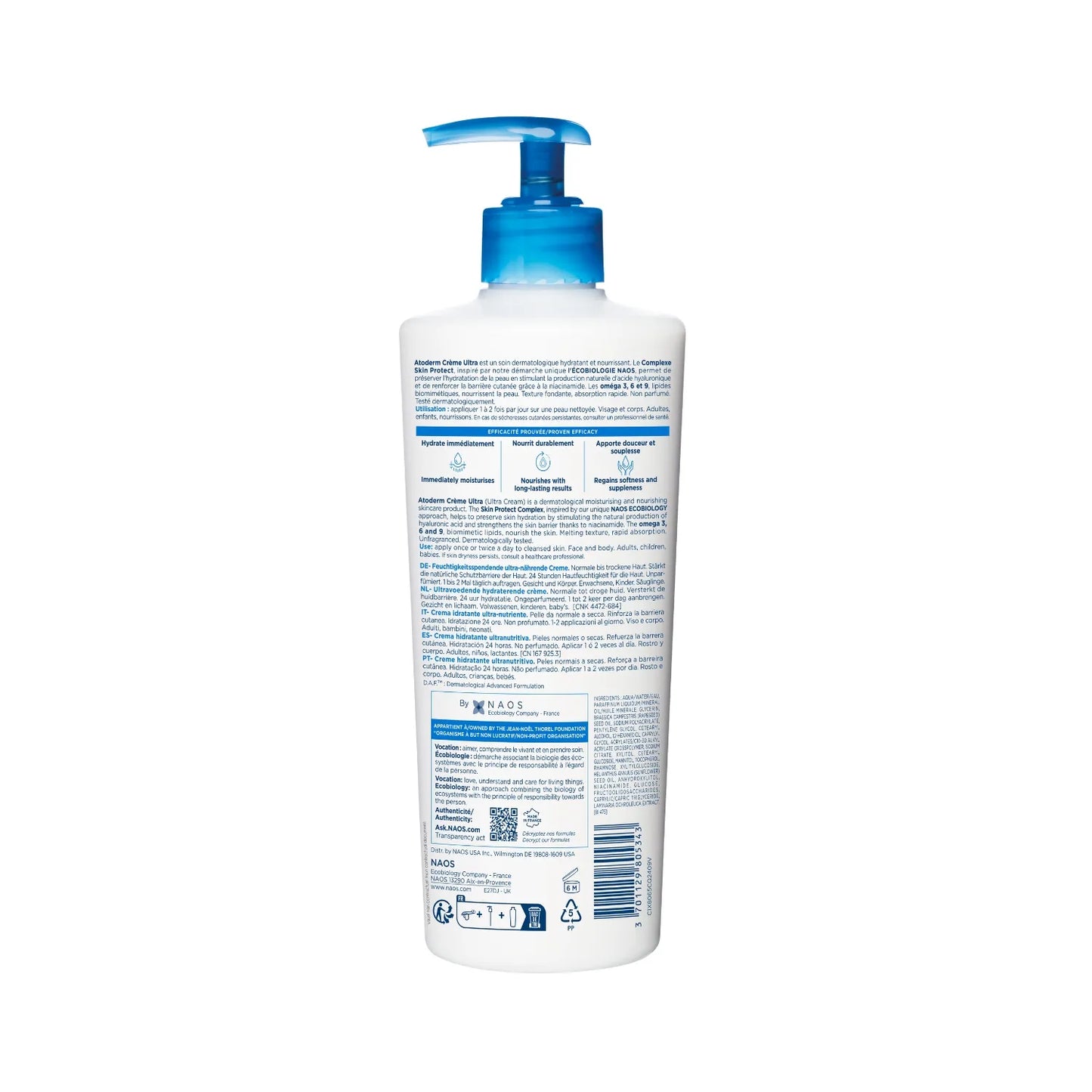 Bioderma ATODERM - Crème Ultra-Nourrissante et Hydratante - Visage et Corps - Peaux Sensibles Normales à Sèches, 500ml