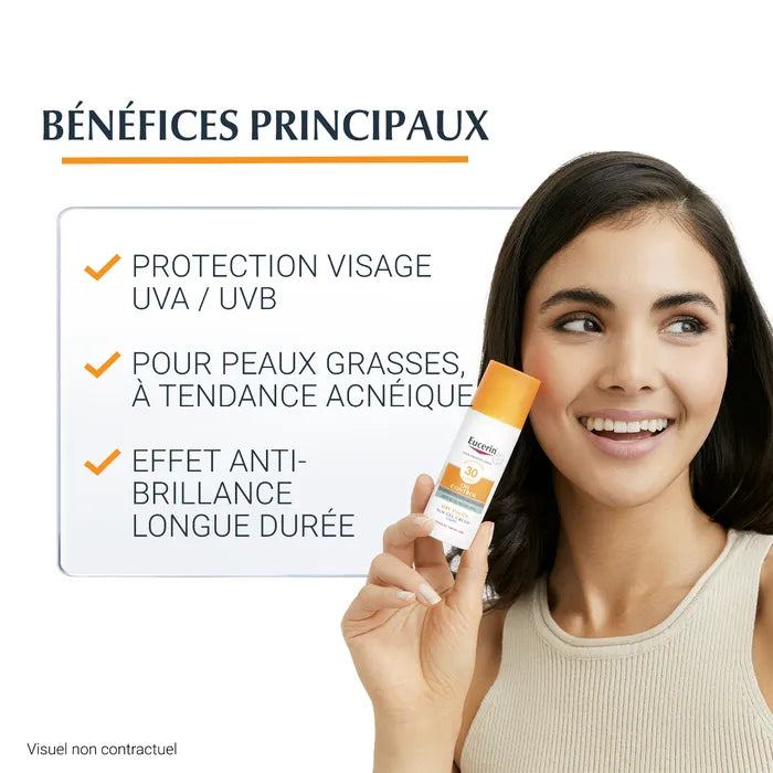 EUCERIN SUN PROTECTION - Sun Gel-Crème Oil Control SPF50+ Toucher Sec - Visage - Peaux à Imperfections, 50ml