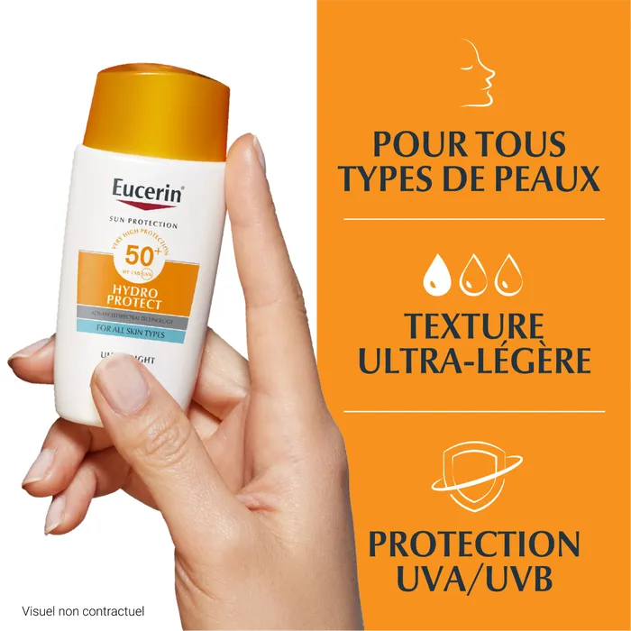 EUCERIN SUN PROTECTION - Fluide Solaire Ultra-Léger Hydro Protect SPF50+ - Visage - Tous Types de Peaux, 50ml