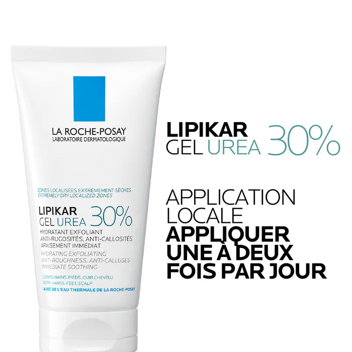 La Roche-Posay LIPIKAR GEL UREA 30% - Hydratant Exfoliant Anti-Rugosités Anti-Callosités - Corps, Mains, Pieds, Cuir chevelu, 50ml