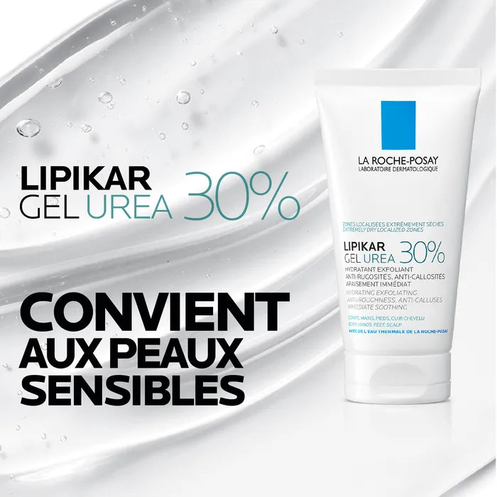 La Roche-Posay LIPIKAR GEL UREA 30% - Hydratant Exfoliant Anti-Rugosités Anti-Callosités - Corps, Mains, Pieds, Cuir chevelu, 50ml