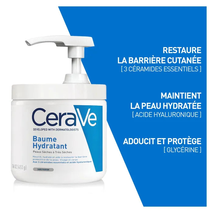 CeraVe Baume Hydratant - Visage et Corps Peaux Sèches à très Sèches pot, 454 ml