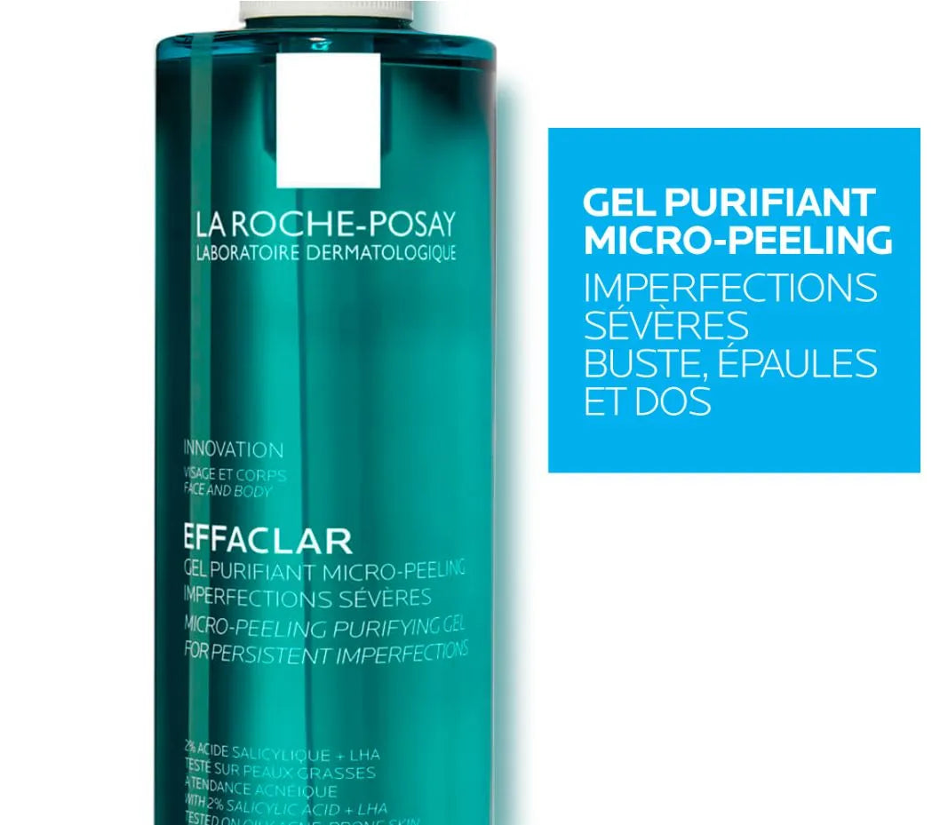 La Roche-Posay EFFACLAR - Gel Purifiant MicroPeeling Imperfections Sévères - Visage, buste, épaule & dos, 400ml