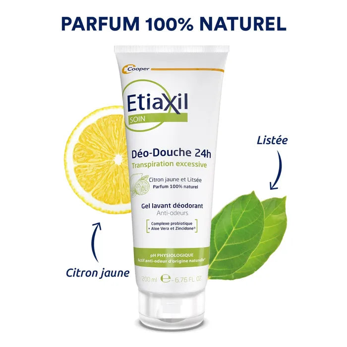 Etiaxil Déo-Douche 24h Transpiration Excessive - Parfum Citron Jaune et Litsée, 200ml