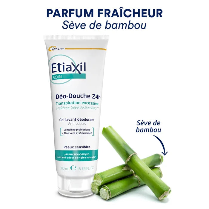 Etiaxil Déo-Douche 24h Transpiration Excessive - Parfum Sève de Bambou - Peaux Sensibles, 200ml