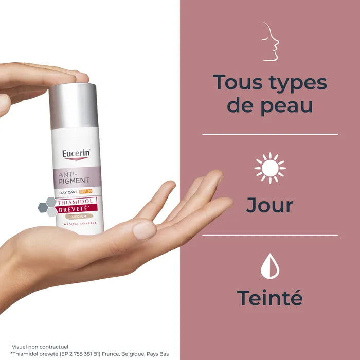 EUCERIN ANTI-PIGMENT - Soin de Jour Teinté Medium SPF30 - Visage - Tous Types de Peaux, 50ml