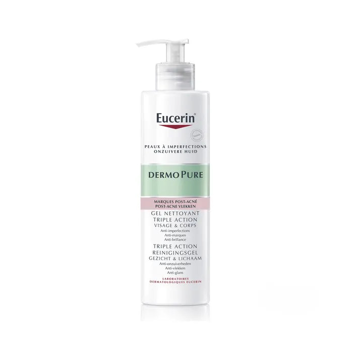 Eucerin DERMOPURE - Gel Nettoyant Triple Action - Visage et Corps - Peaux à Imperfections, 400ml