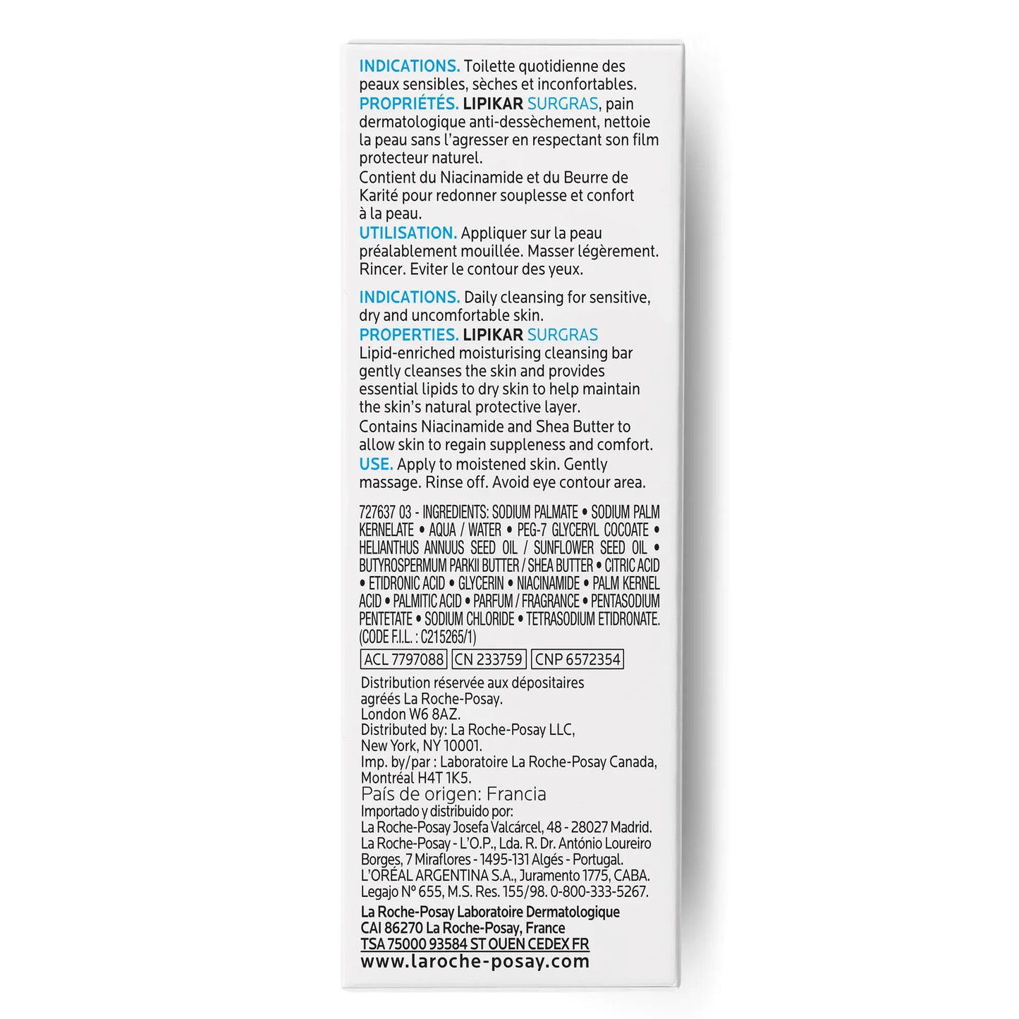LA ROCHE POSAY LIPIKAR SURGRAS - Pain Physiologique Anti-Dessèchement, 150g