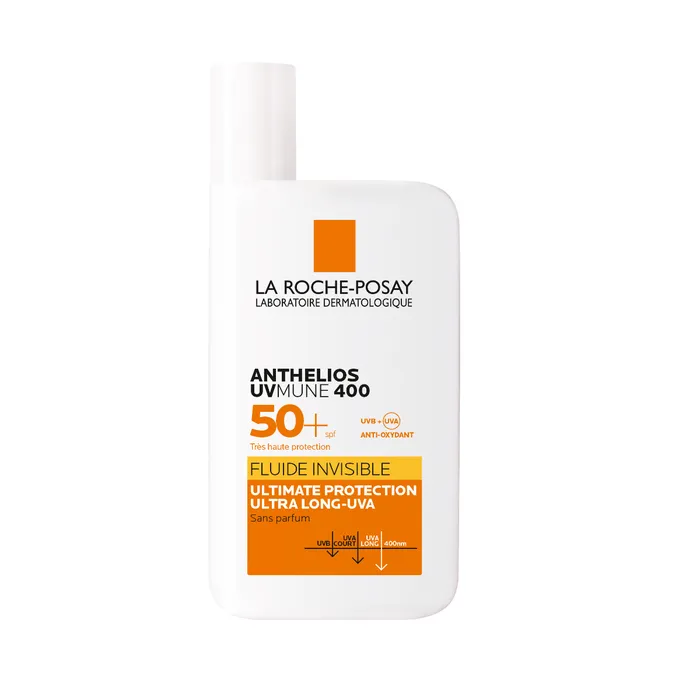 La Roche-Posay ANTHELIOS UVMUNE 400 - SPF50+ Fluide Solaire Invisible Visage Sans Parfum Peaux Sensibles, 50ml
