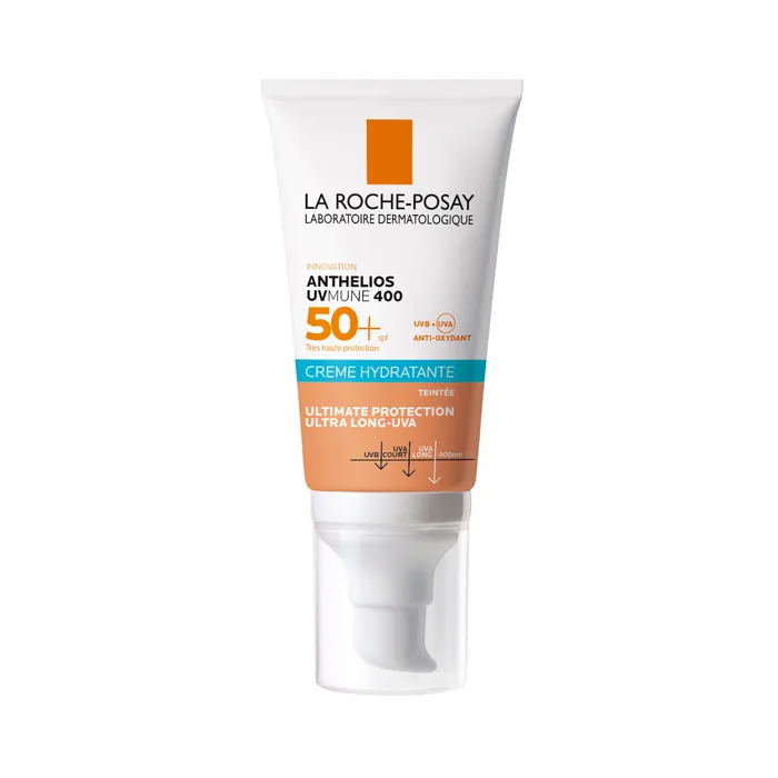 La Roche-Posay ANTHELIOS - SPF50+ Crème Solaire Hydratante Teintée Avec Parfum Très Haute Protection Peaux Sèches, 50ml