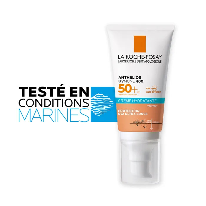 La Roche-Posay ANTHELIOS - SPF50+ Crème Solaire Hydratante Teintée Avec Parfum Très Haute Protection Peaux Sèches, 50ml