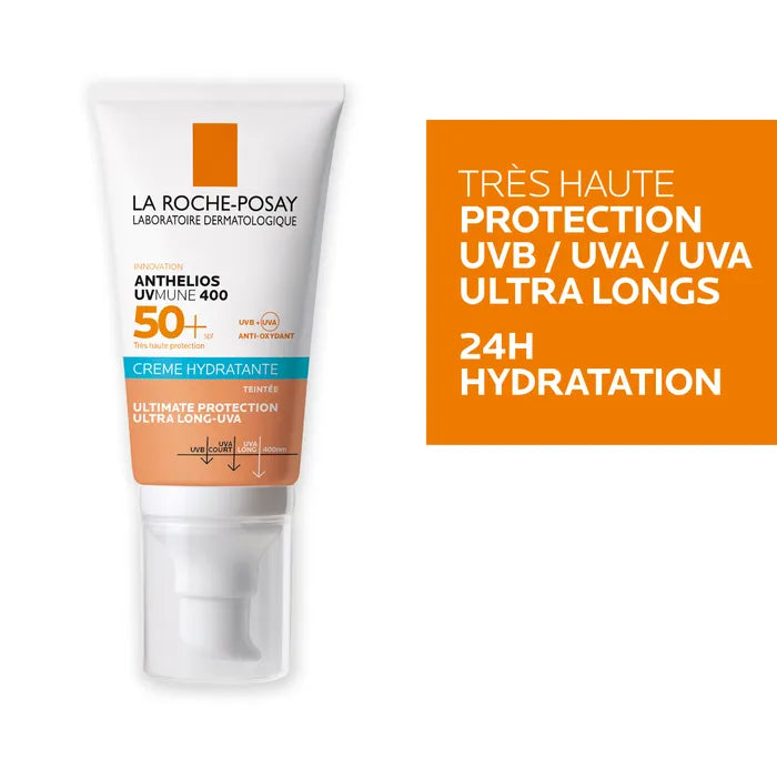 La Roche-Posay ANTHELIOS - SPF50+ Crème Solaire Hydratante Teintée Avec Parfum Très Haute Protection Peaux Sèches, 50ml