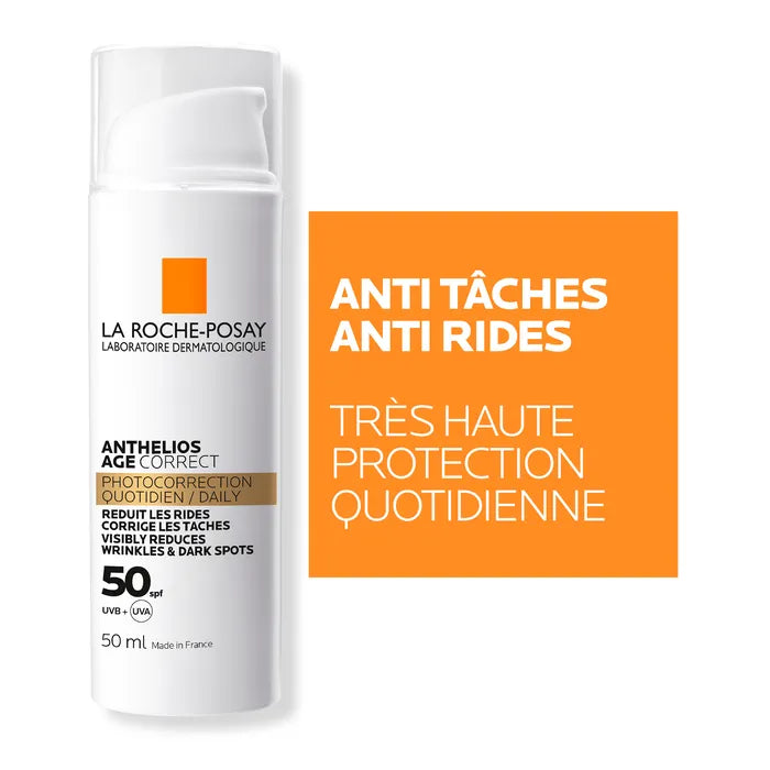 La Roche-Posay ANTHELIOS AGE CORRECT - SPF50 Soin Solaire Quotidien Photocorrection Anti-rides Anti-tâches, 50ml