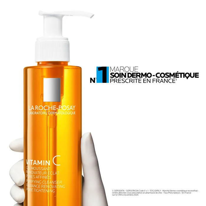 La Roche-Posay VITAMIN C - Gel Nettoyant Moussant Rénovateur Eclat - Peaux Sensibles & Grasses, 200ml