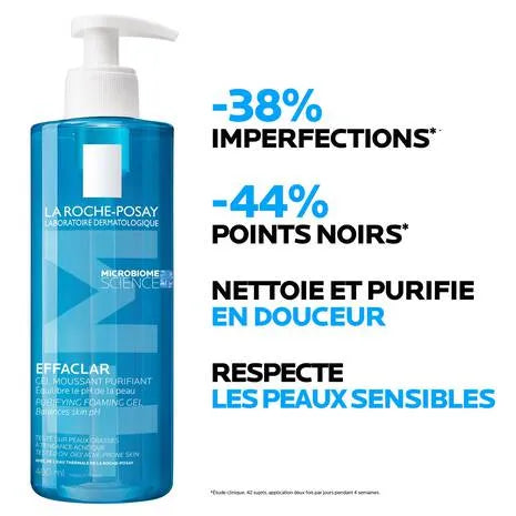 LA ROCHE POSAY EFFACLAR - Gel Moussant Nettoyant Purifiant Visage, 400ml