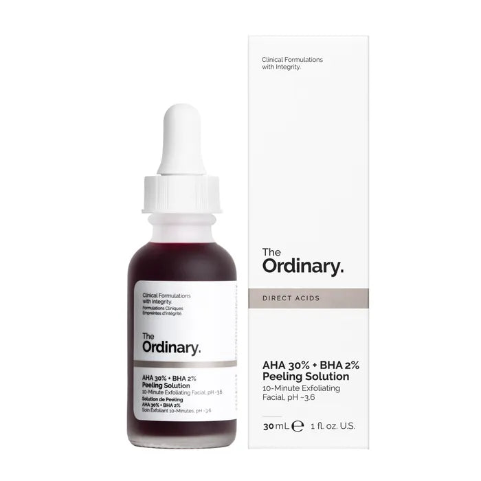 The Ordinary AHA 30% + BHA 2% - Solution de Peeling - Visage - Tous Types de Peaux, 30ml