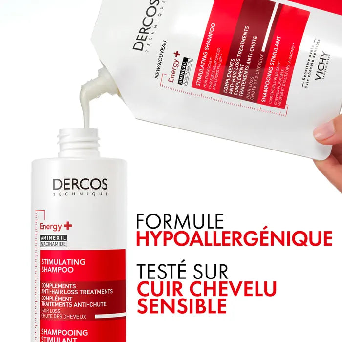 Dercos Energisant Shampooing Stimulant Complément Anti-Chute, Eco-Recharge 400ml