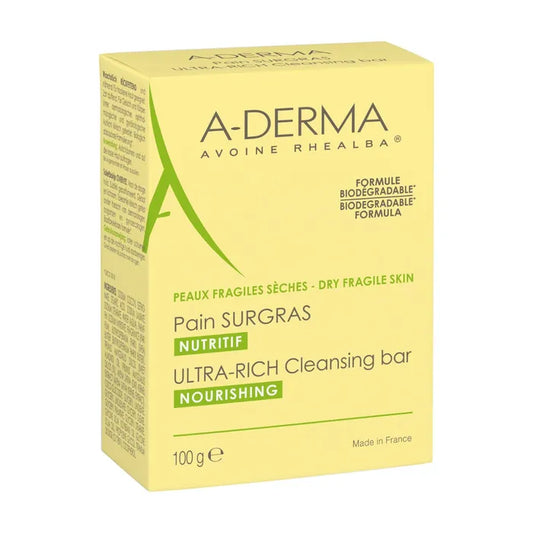 A-derma LES INDISPENSABLES - Pain Surgras Nutritif - Visage et Corps - Peaux Sèches, 100g