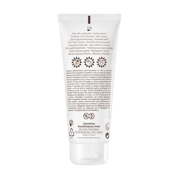 Avène SOLAIRE - Lait Minéral SPF50+ Sans Parfum - Visage - Peaux Intolérantes, 100ml