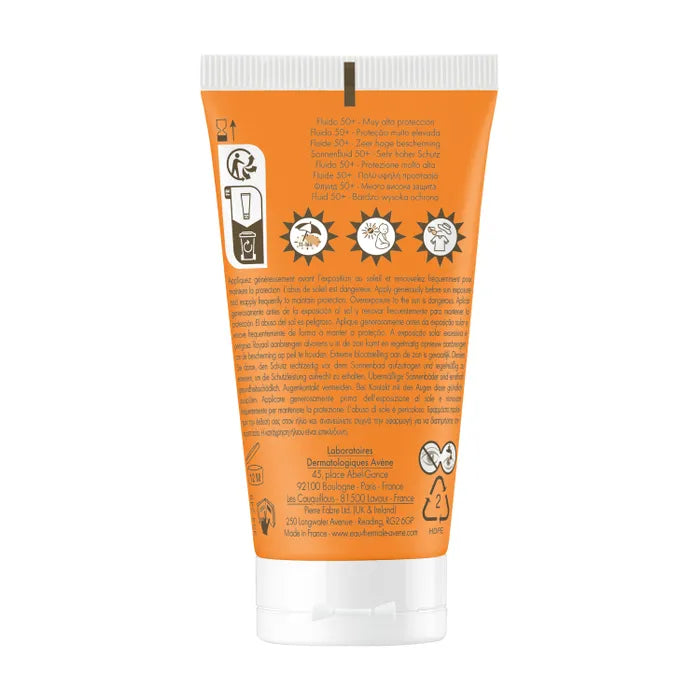 Avène SOLAIRE - Fluide Ultra Léger SPF50+ - Visage - Peaux Sensibles Normales à Mixtes, 50ml
