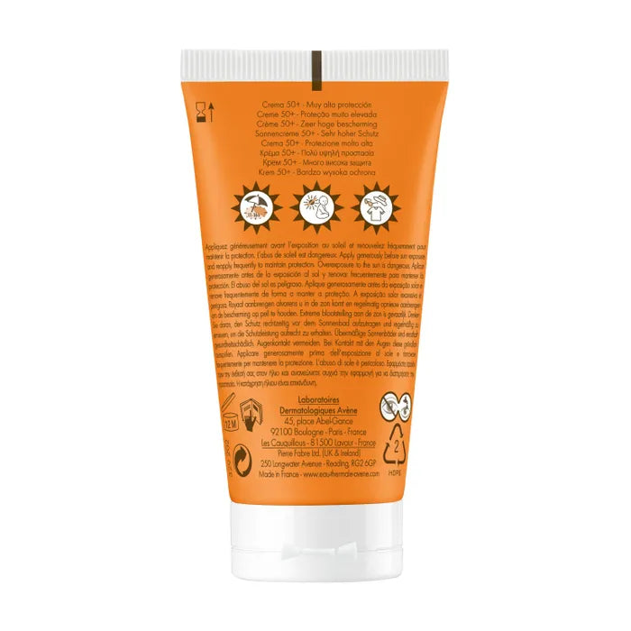 Avène SOLAIRE - Crème Fini Invisible SPF50+ - Visage - Peaux Sensibles et Sèches, 50ml