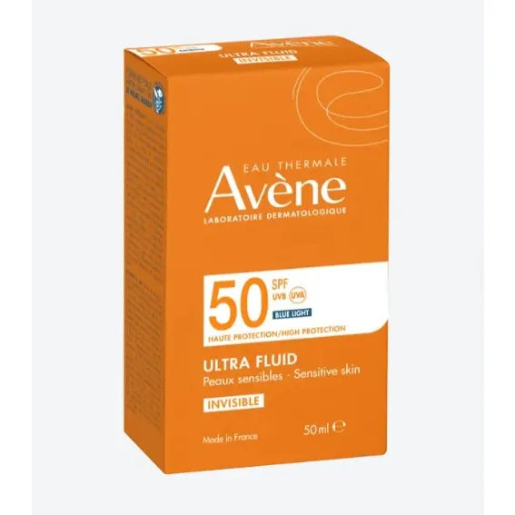 Avène SOLAIRE - Ultra Fluid Invisible SPF50 Sans Parfum - Visage - Peaux Sensibles, 50ml
