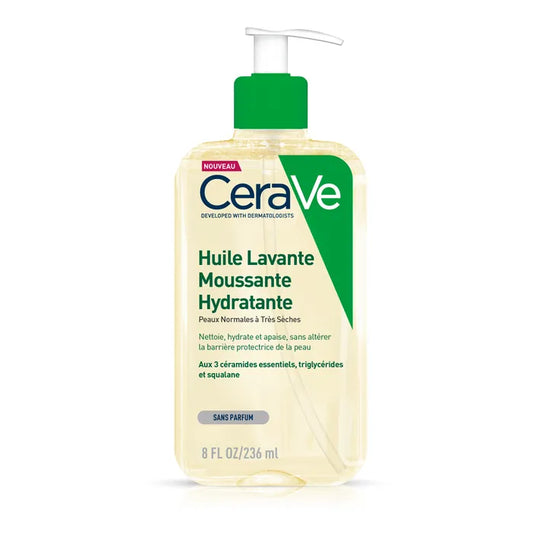 CeraVe Huile Lavante Moussante et Hydratante - Peaux Normales à Très Sèches, 236ml