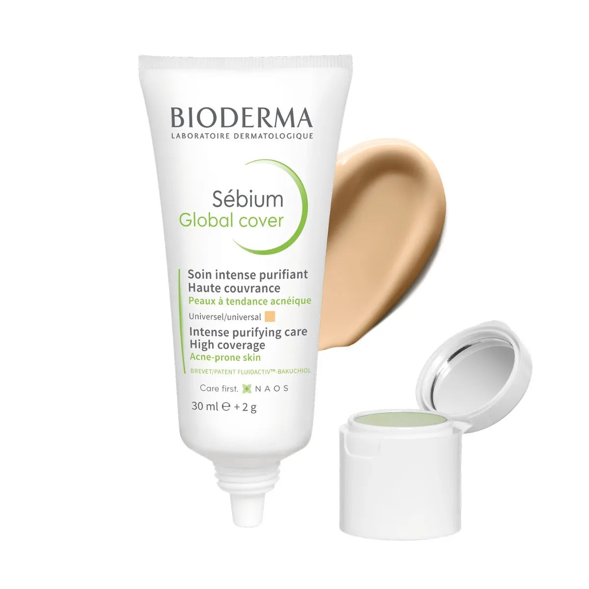 Bioderma SEBIUM GLOBAL COVER - Soin Intense Purifiant Haute Couvrance - Visage - Peaux à Tendance Acnéique, 30ml