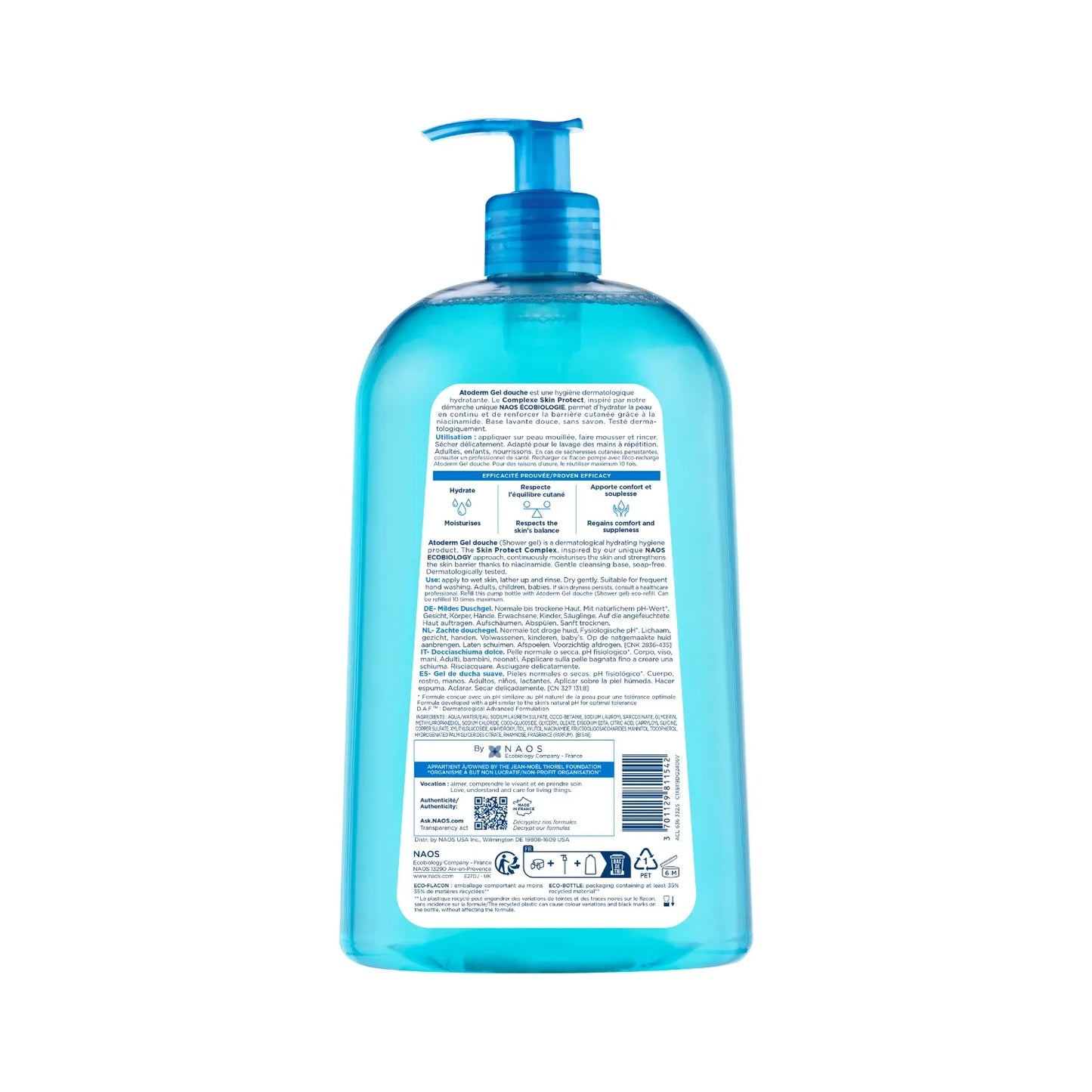 Bioderma ATODERM - Gel Douche Lavant Douceur - Visage et Corps - Peaux Sensibles Normales à Sèches, 1L
