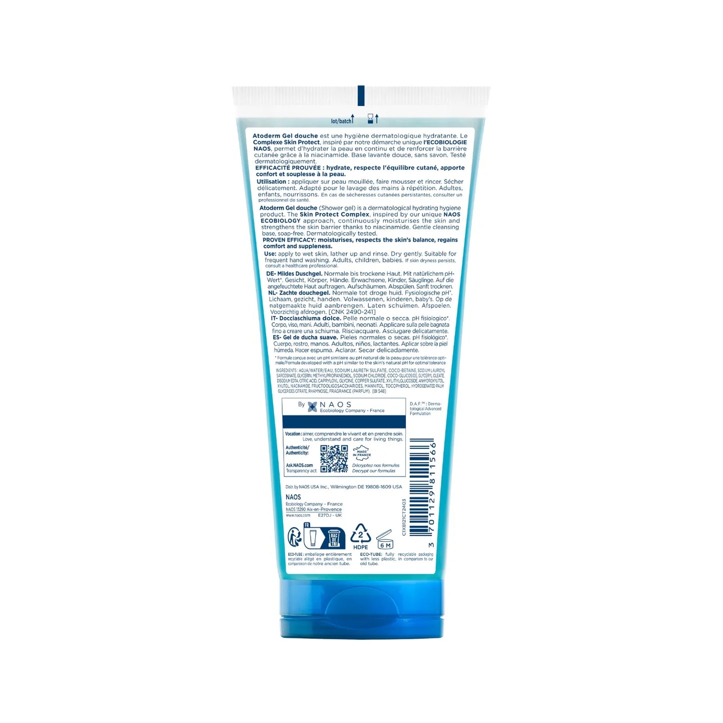 Bioderma ATODERM - Gel Douche Lavant Douceur - Visage et Corps - Peaux Sensibles Normales à Sèches, 200ml