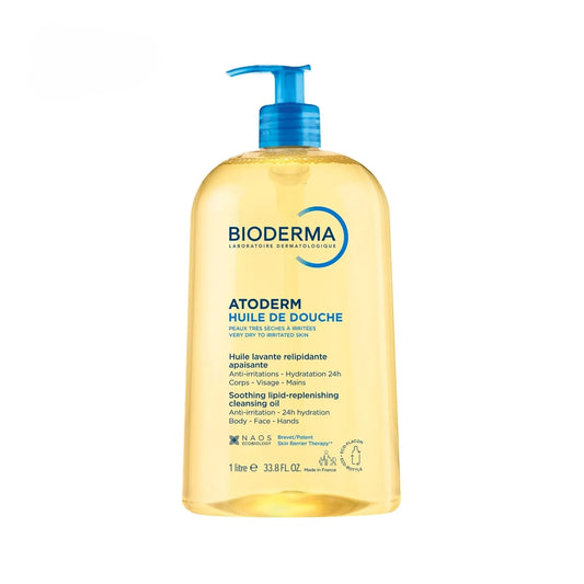 Bioderma ATODERM - Huile de Douche Lavante Relipidante Anti-Irritations - Visage et Corps - Peaux Très Sèches à Irritées, 1L
