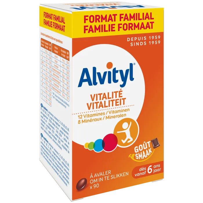 Alvityl VITALITÉ - Vitamines Goût Chocolat, 90 Gélules