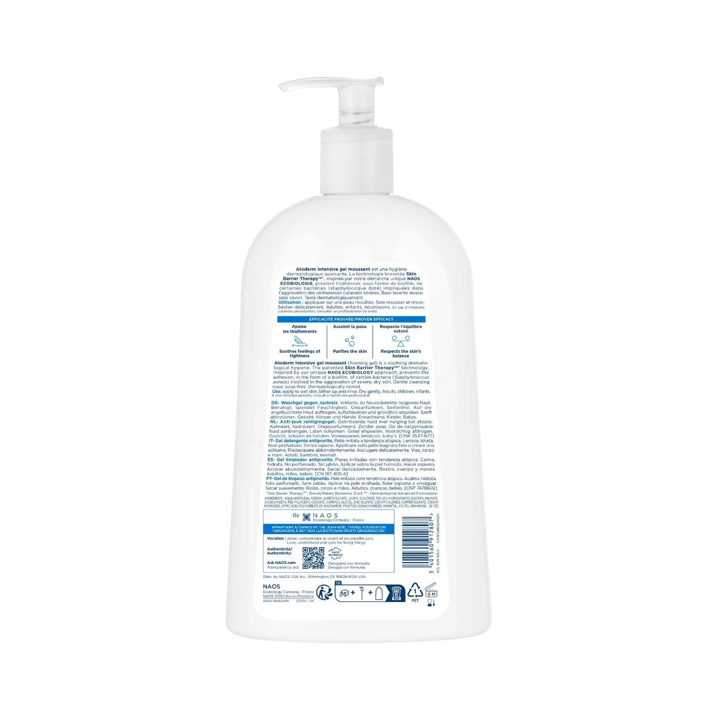 Bioderma ATODERM INTENSIVE - Gel Moussant Ultra-Apaisant - Peaux Sensibles Très Sèches à Atopiques, 500ml