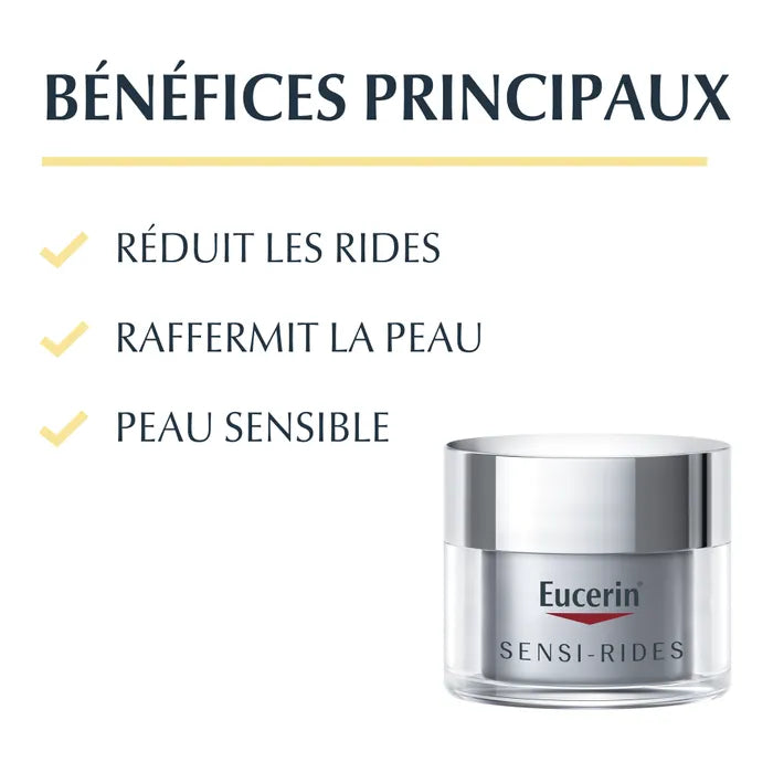 EUCERIN SENSI-RIDES - Crème de Nuit Anti-Rides - Visage - Peaux Sensibles, 50ml