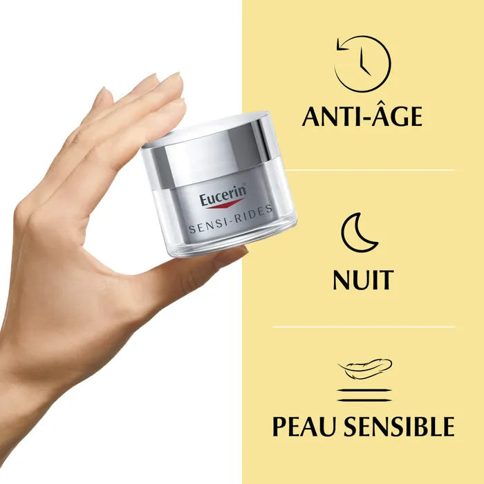 EUCERIN SENSI-RIDES - Crème de Nuit Anti-Rides - Visage - Peaux Sensibles, 50ml