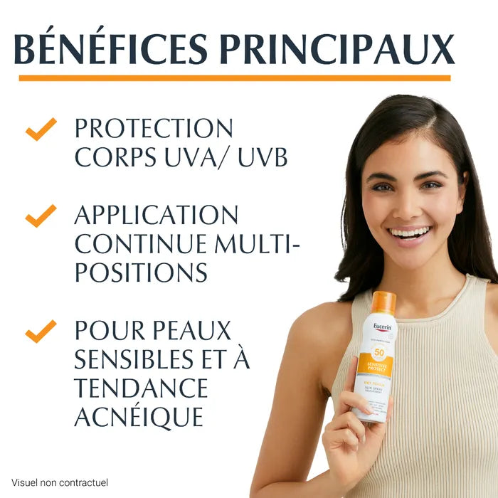EUCERIN SUN PROTECTION - Oil Control Brume Solaire Transparente SPF50 - Corps - Peaux Sensibles, 200ml