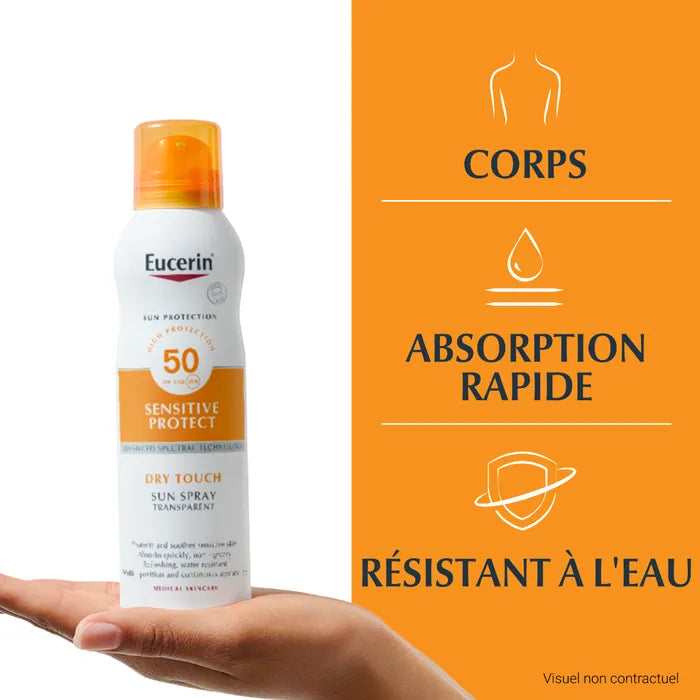 EUCERIN SUN PROTECTION - Oil Control Brume Solaire Transparente SPF50 - Corps - Peaux Sensibles, 200ml