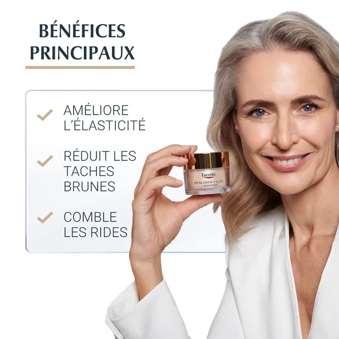 EUCERIN HYALURON-FILLER + ELASTICITY - Soin de Jour Anti-Âge SPF30 - Tous Types de Peaux, 50ml