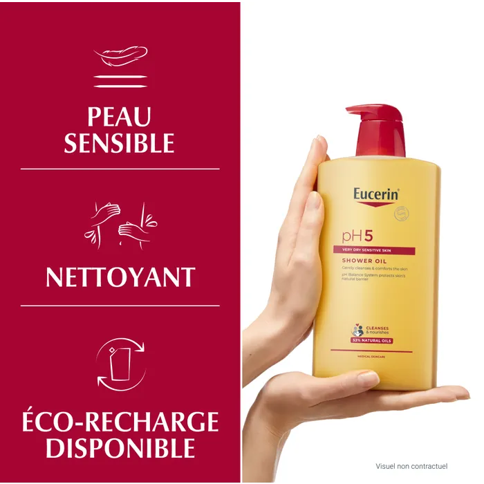 EUCERIN PH5 - Huile de Douche - Corps - Peaux Sèches et Sensibles, 1L