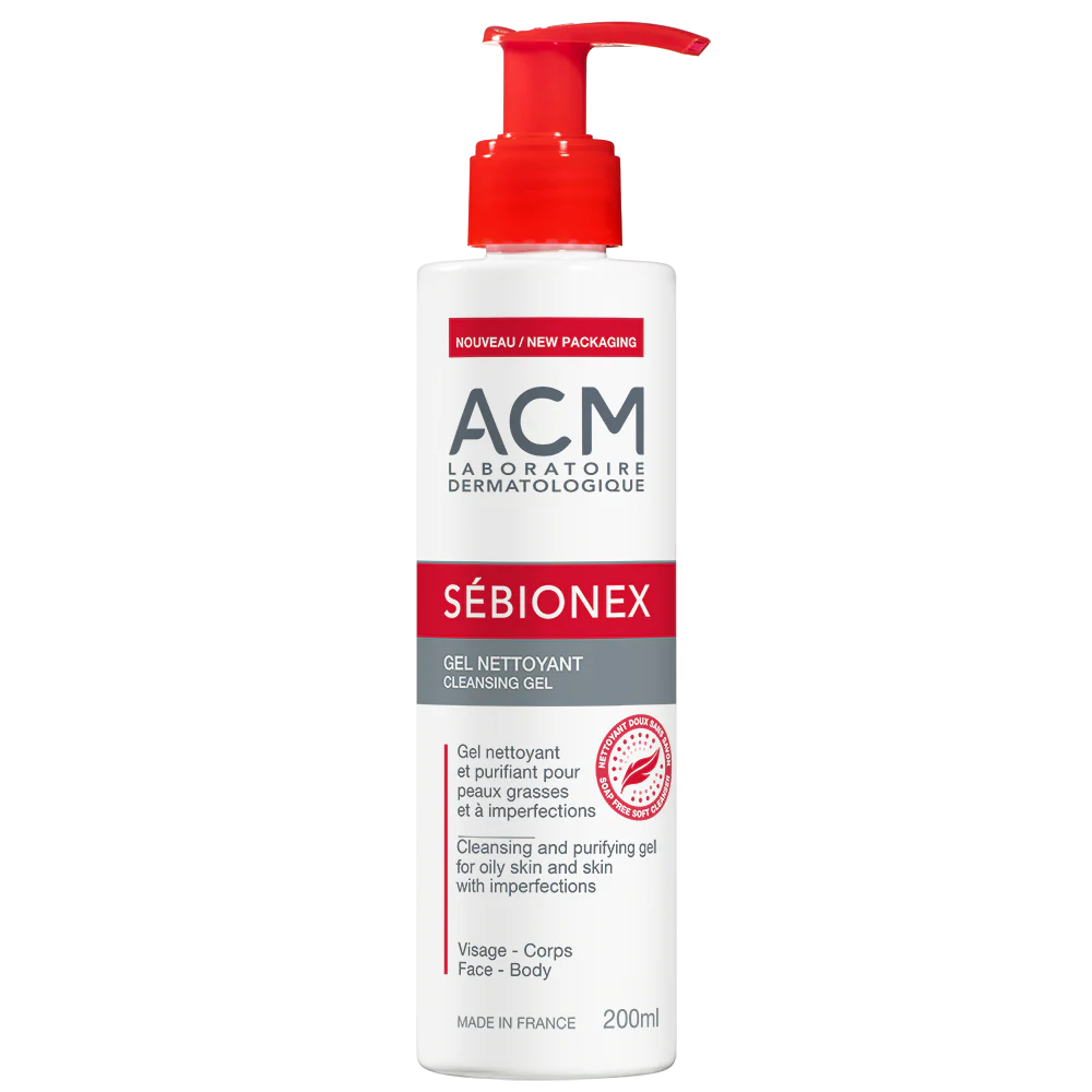 Acm SÉBIONEX - Gel Nettoyant et Purifiant - Visage et Corps - Peaux Grasses ou à Imperfections, 200ml