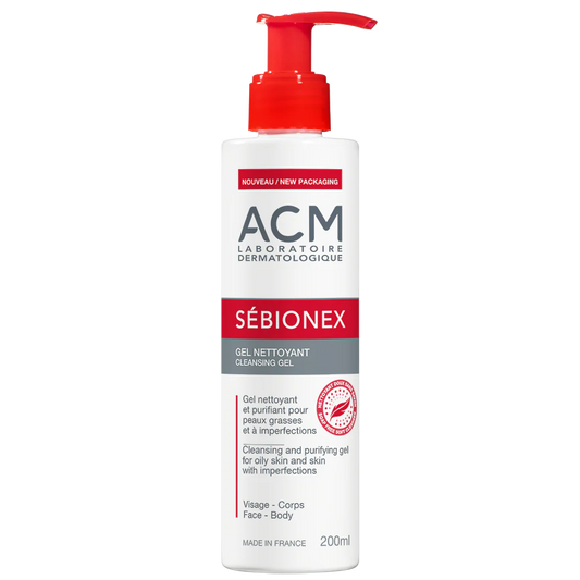 Acm SÉBIONEX - Gel Nettoyant et Purifiant - Visage et Corps - Peaux Grasses ou à Imperfections, 200ml
