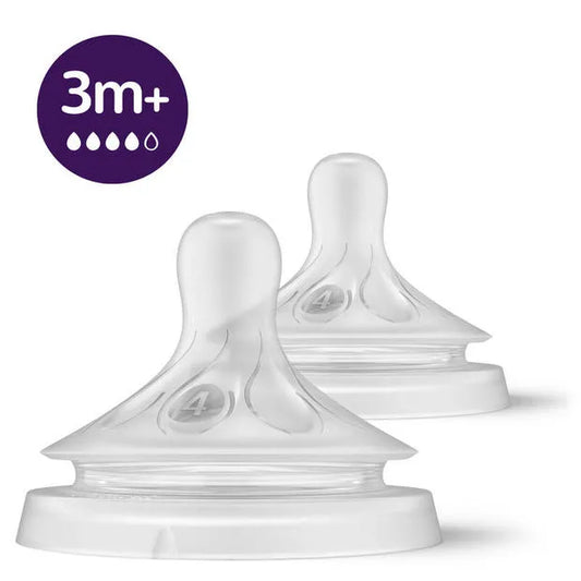 Avent NATURAL RESPONSE - Tétines en Silicone - Débit 4 - 3 mois et plus, 2 Unités