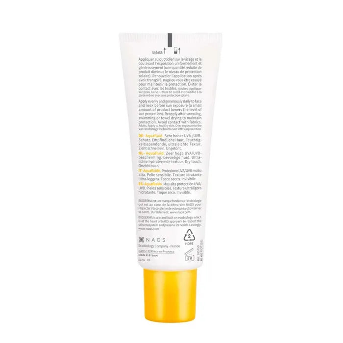 Bioderma PHOTODERM - Aquafluide Solaire Invisible SPF50+ - Visage - Peaux Sensibles, 40ml