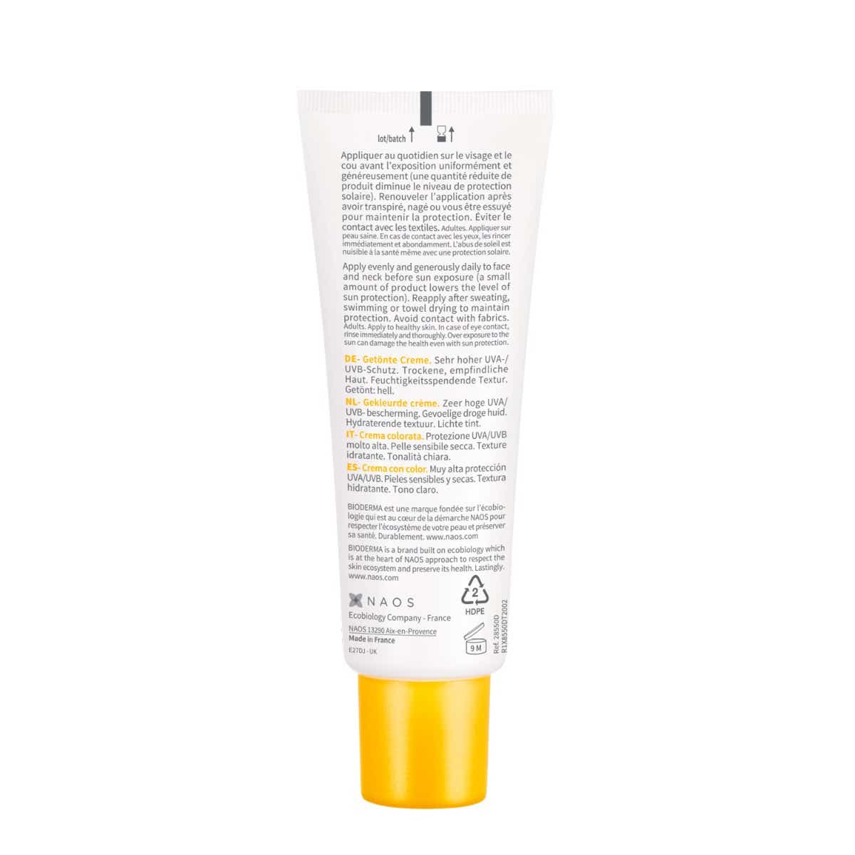 Bioderma PHOTODERM - Crème Solaire Teintée Claire SPF50+ - Visage - Peaux Sensibles Sèches, 40ml