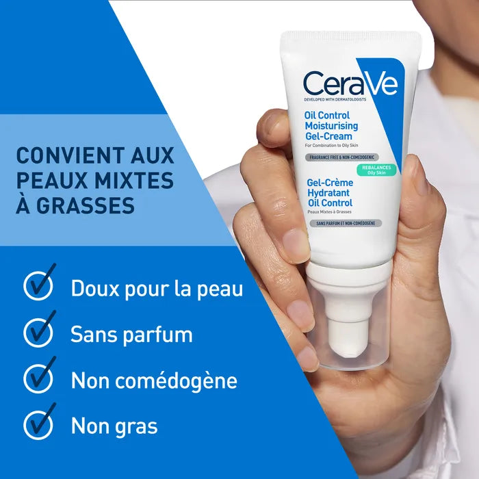 CeraVe Gel-Crème Hydratant Oil Control - Peaux Mixtes à Grasses, 52ml
