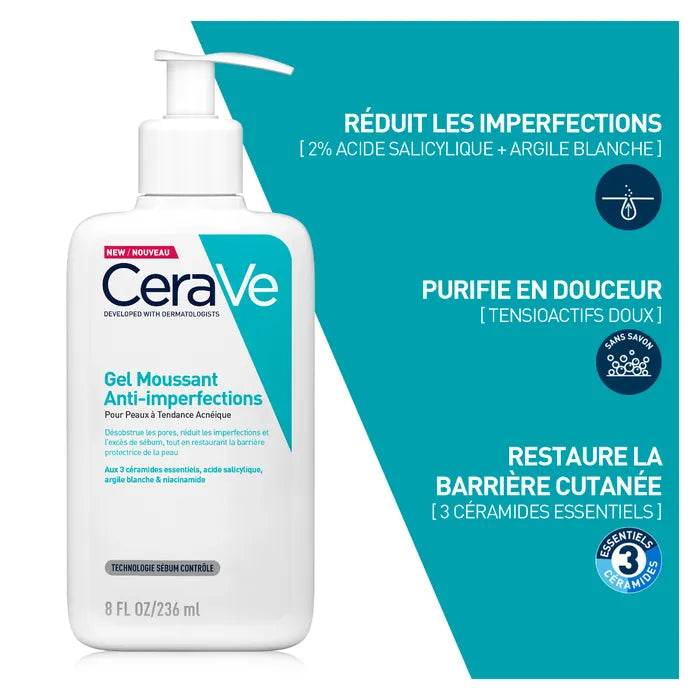 CeraVe Gel Moussant Anti-Imperfections - Peaux à Tendance Acnéique, 236ml